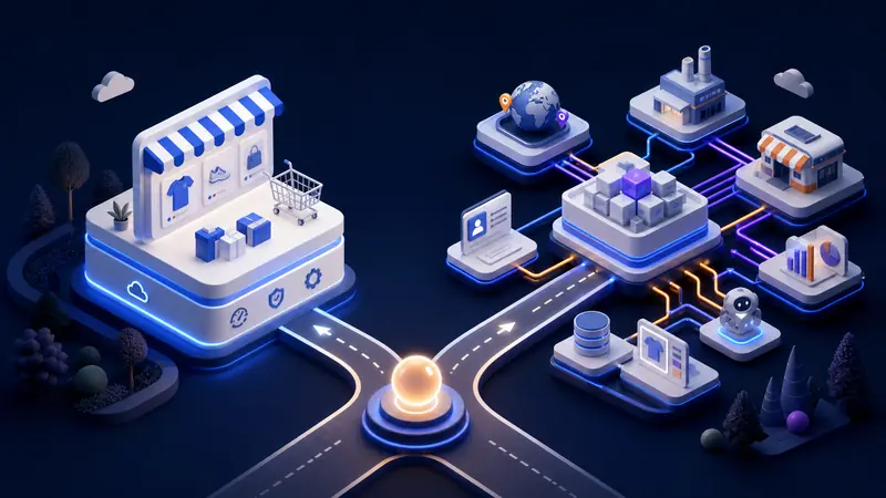A strategic ecommerce platform decision between a managed storefront and an open, connected commerce architecture.